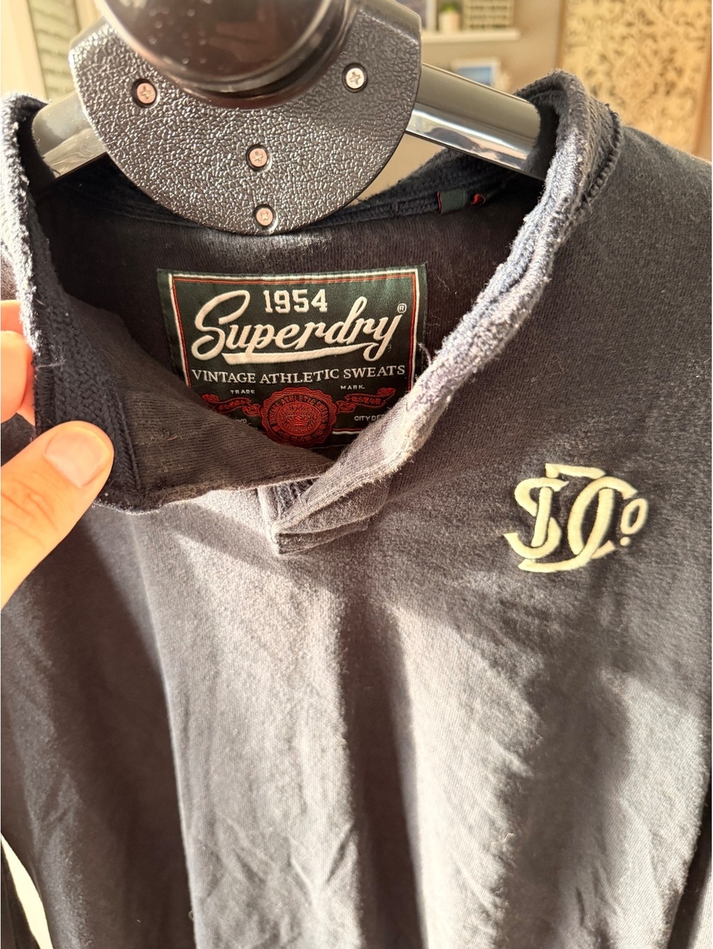 Superdry Vintage Athletic Sweats Men's Long Sleeve Pullover Hoodie Large Black